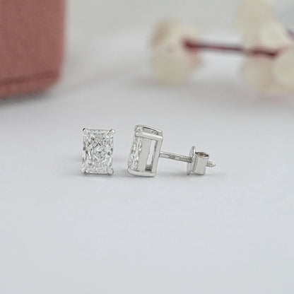 IGI Certified Radiant Cut Lab Grown Diamond Stud Earrings