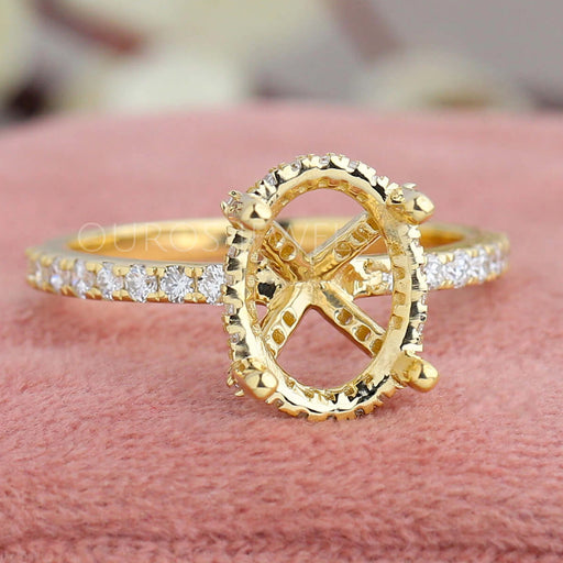 Semi Mount Solitaire Accent Engagement Ring Ring