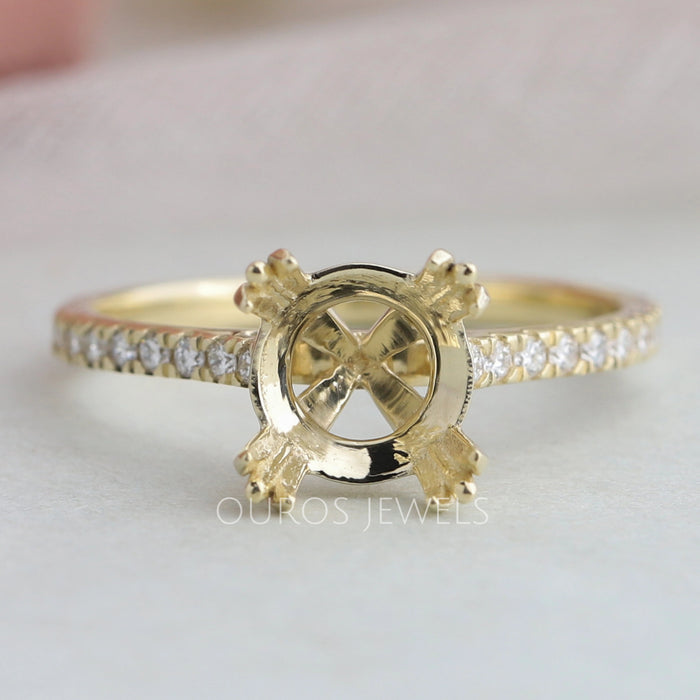 Semi Mount Solitaire Accent Diamond Engagement Ring