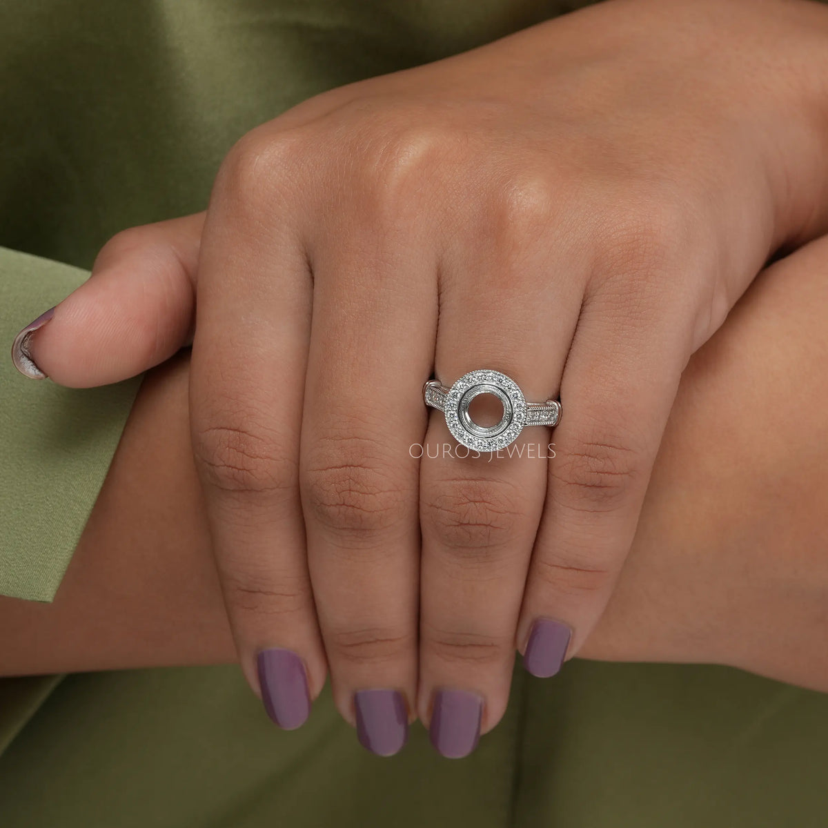 Semi Mount Halo Diamond Engagement Ring Ring