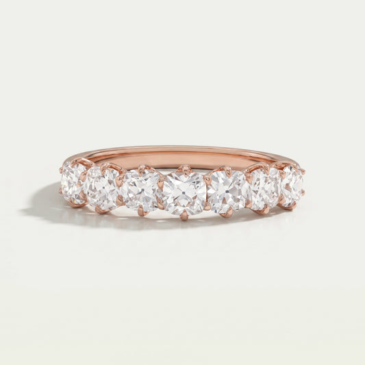 Seven Stone Old Mine Cushion Diamond Wedding Band Ring