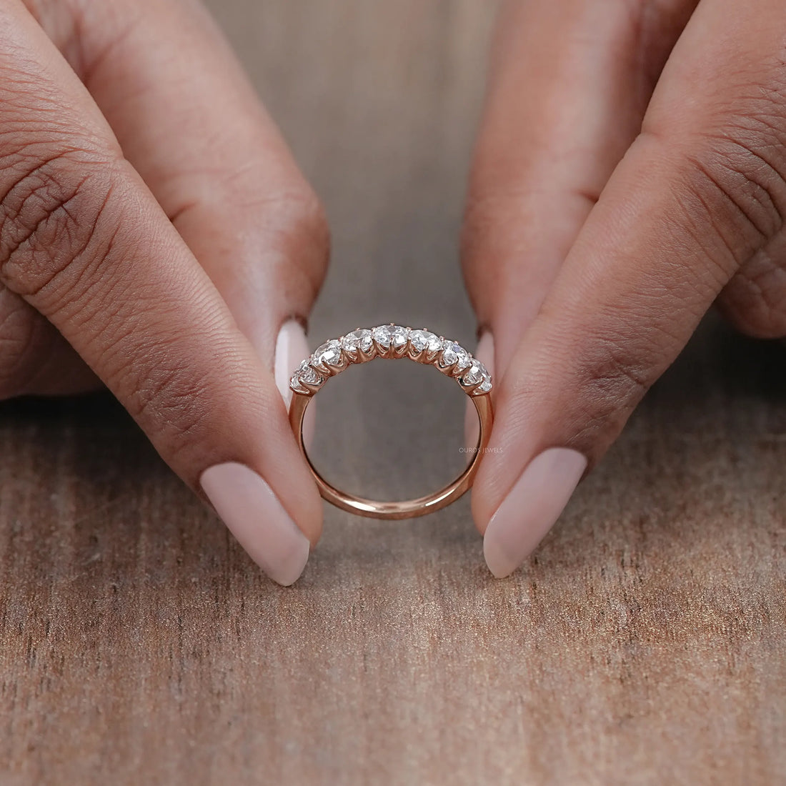 Seven Stone Old Mine Cushion Diamond Wedding Band Ring