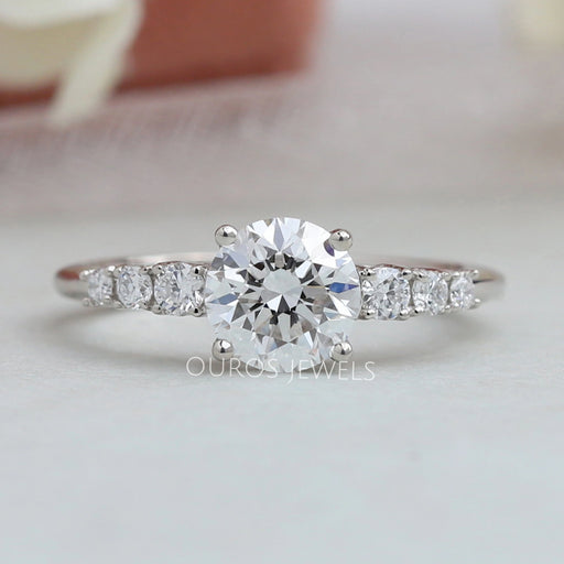7 Stone Round Cut Solitaire Accent Engagement Ring Ring