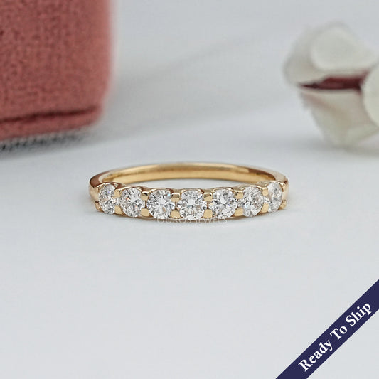 Seven Stone Round Diamond Half Eternity Band Ring