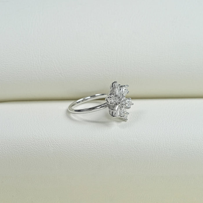 Shield Diamond Floral Anniversary Ring Rings