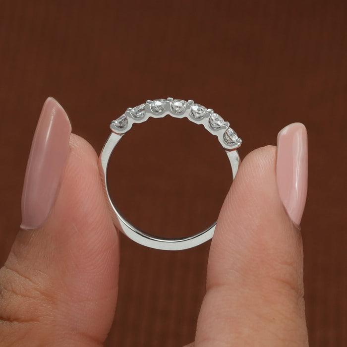 Round Cut Lab Grown Diamond Half Wedding Band