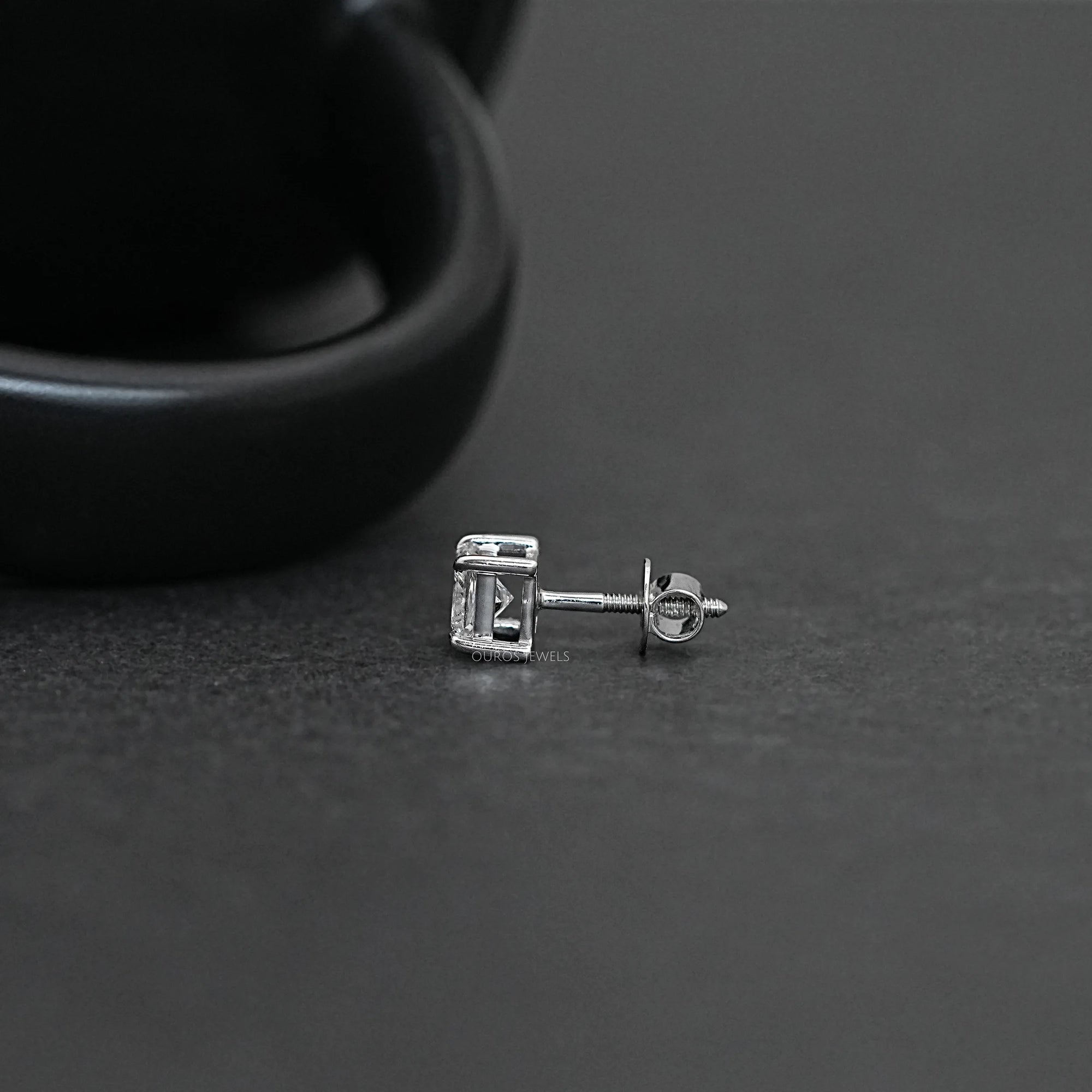 Princess Cut Solitaire Stud Earrings For Men Earring