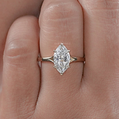 Six Prong Marquise Lab Diamond Solitaire Engagement Ring Rings