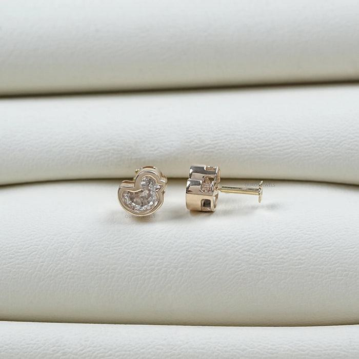 Duck Cut Lab Diamond Bezel Set Stud Earrings Earring