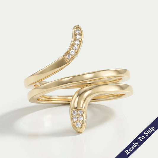 Snake Round Diamond Engagement Ring