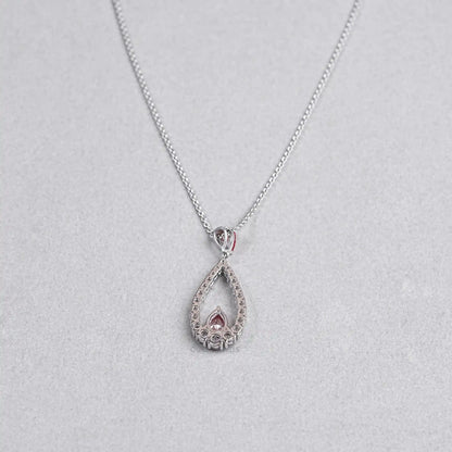 Open Pear Shape Pink Lab Diamond Pendant Necklaces
