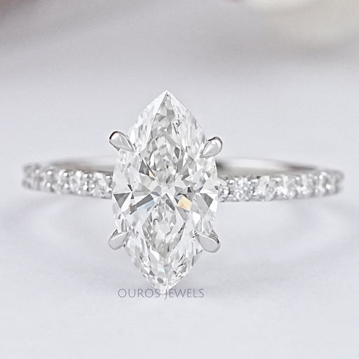 Marquise Cut Lab Grown Diamond Solitaire Accent Ring Ring