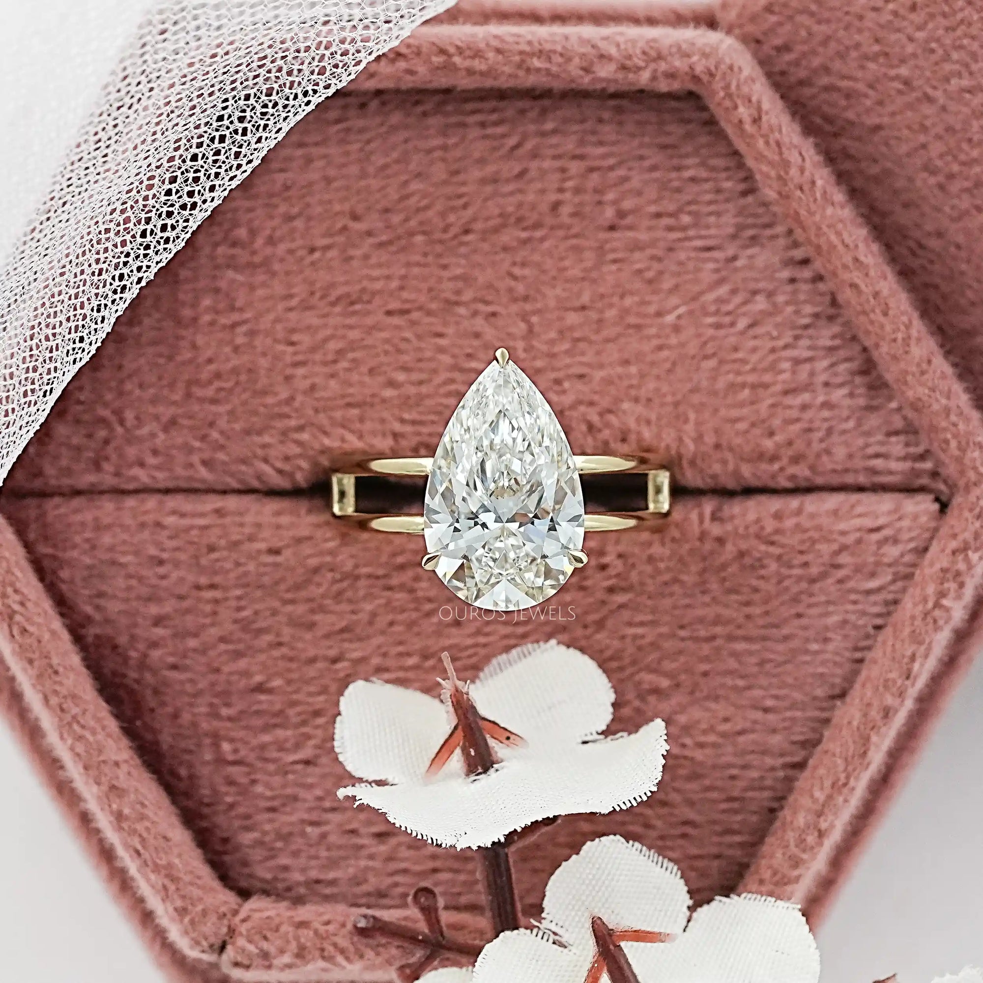 Pear Cut Double Band Engagement Ring