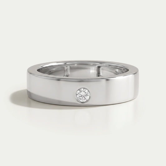 Solitaire Diamond Flush Set Men's Band