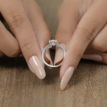 Oval Diamond Solitaire Split Shank Engagement Ring Ring