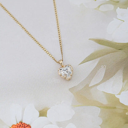 Old Mine Heart Lab Diamond Solitaire Pendant Necklaces