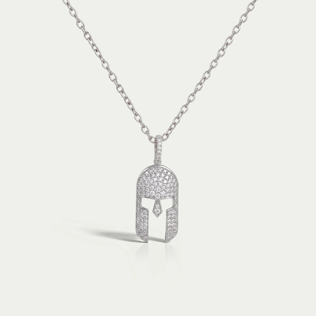 Spartan Mask Round Diamond Pendant Necklaces