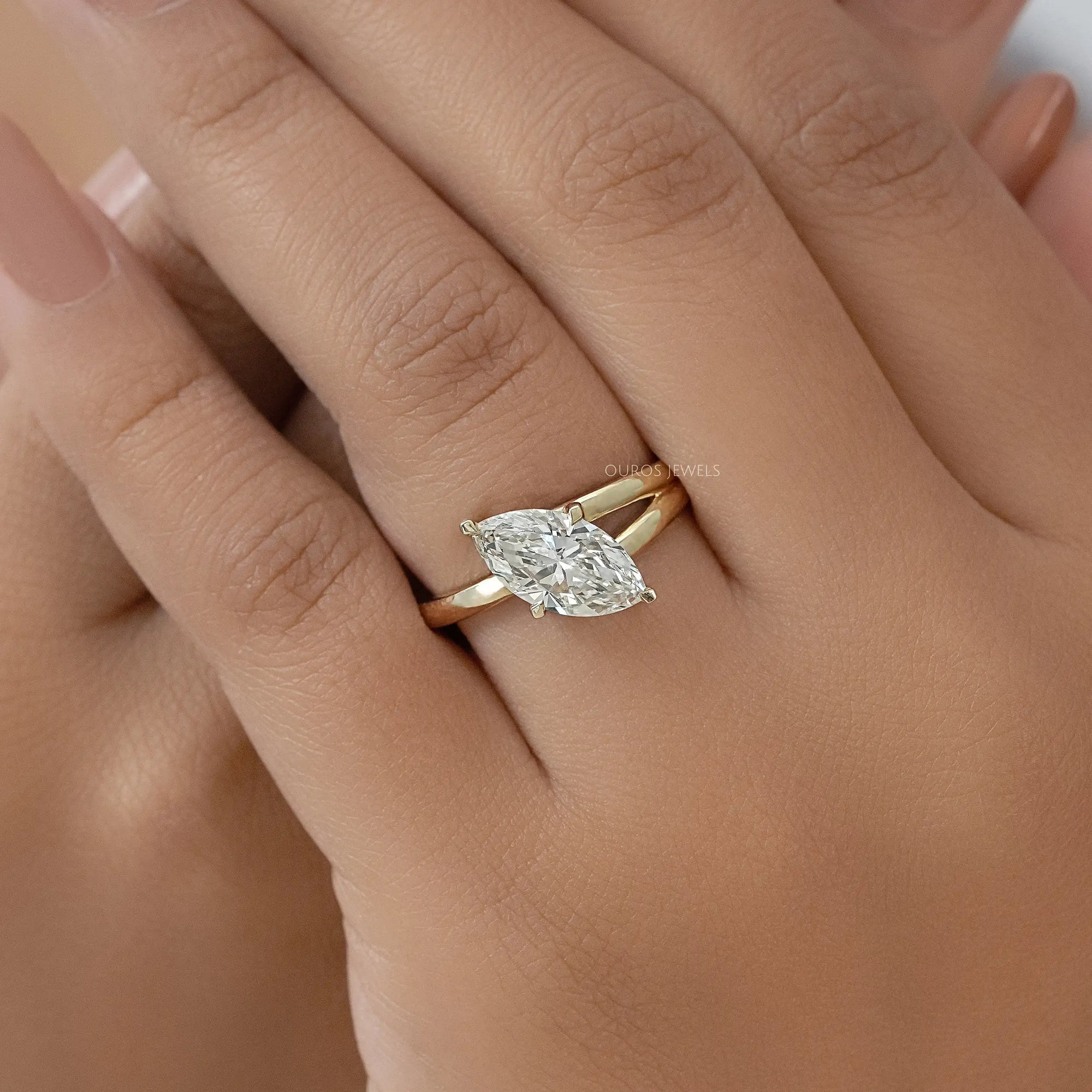 Marquise Cut Lab Diamond Split Solitaire Ring Ring