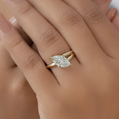 Marquise Cut Lab Diamond Split Solitaire Ring Ring