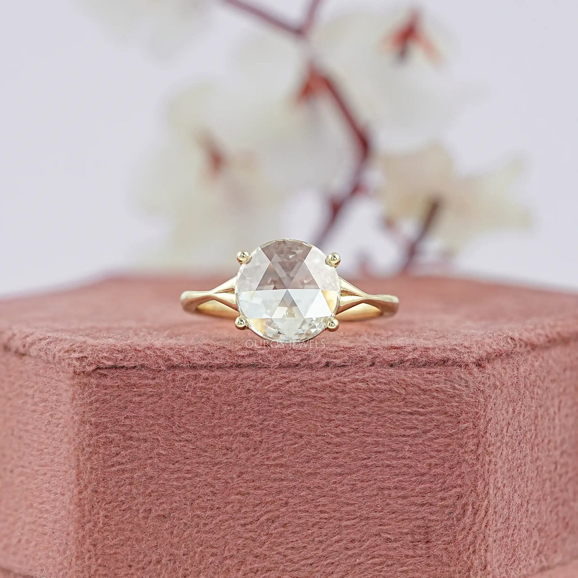 Rose Cut Round Diamond Split Shank Ring