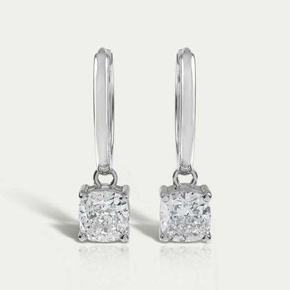 Cushion Lab Diamond Dangle Hoop Earrings