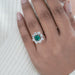 Emerald Square Cushion Round Halo Floral Engagement Ring