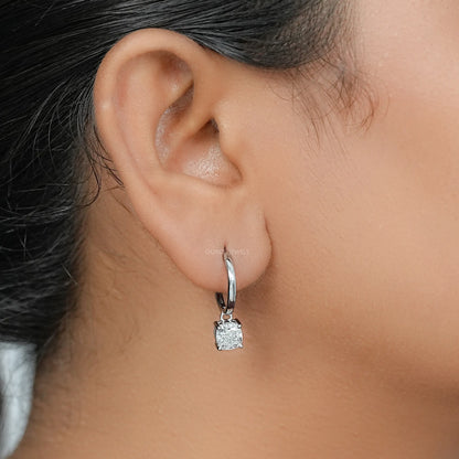 Cushion Lab Diamond Dangle Hoop Earrings