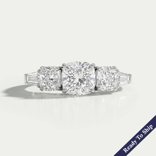 Square Cushion Lab Diamond Five Stone Engagement Ring