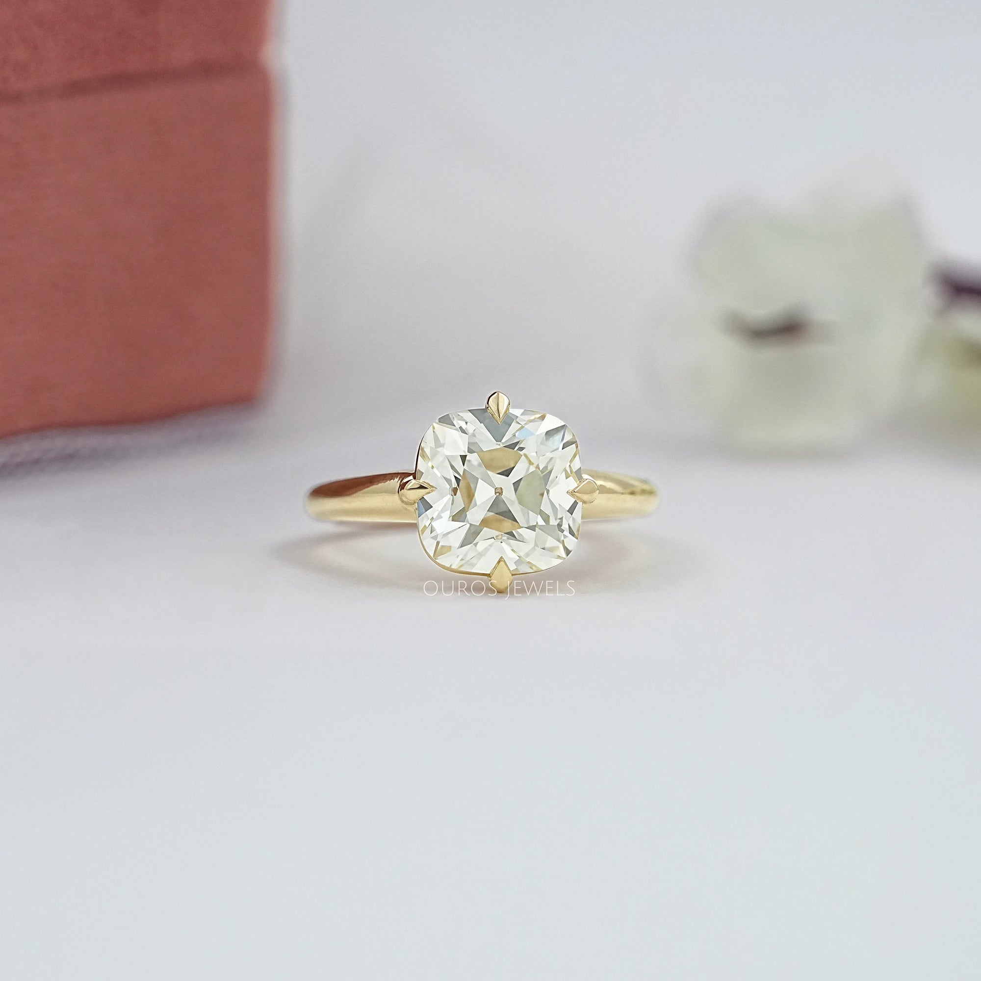 Square Old Mine Cushion Cut Engagement Ring