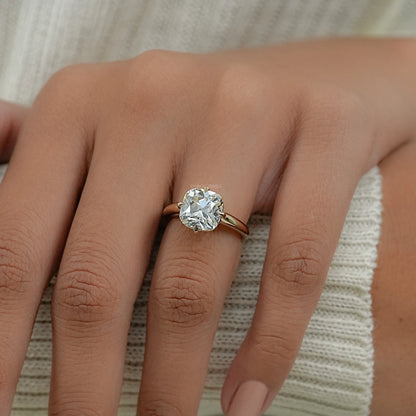 Square Old Mine Cushion Cut Engagement Ring