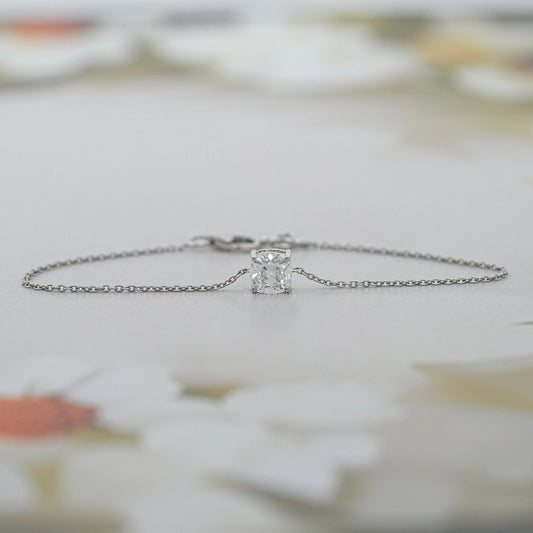 Square Old Mine Cushion Diamond Solitaire Bracelet