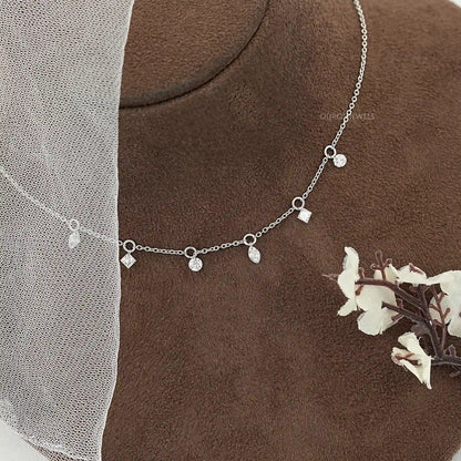 Multi Shape Lab Diamond Station Necklace