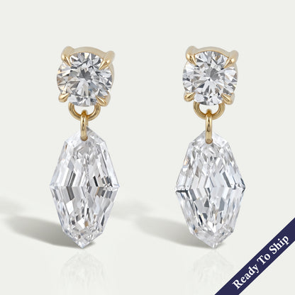 Step Cut Marquise Lab Diamond Drop Earrings