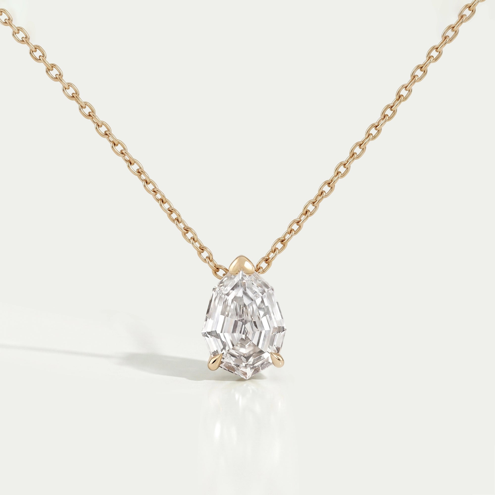 Step Cut Pear Lab Diamond Solitaire Pendant