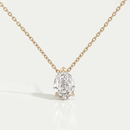 Step Cut Pear Lab Diamond Solitaire Pendant
