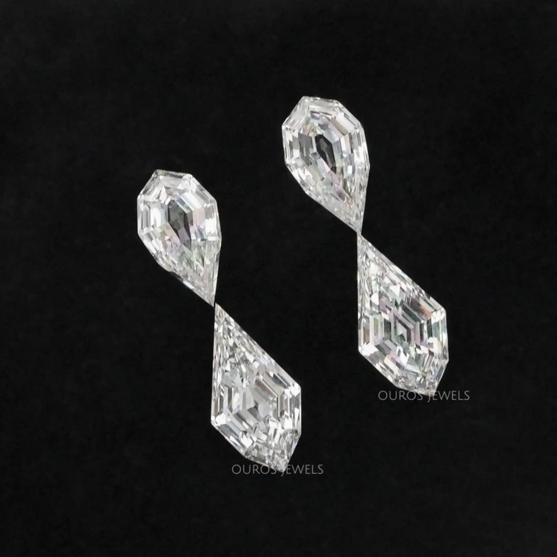 4.15 TCW Step Cut Pear And Kite Diamond Loose Pair