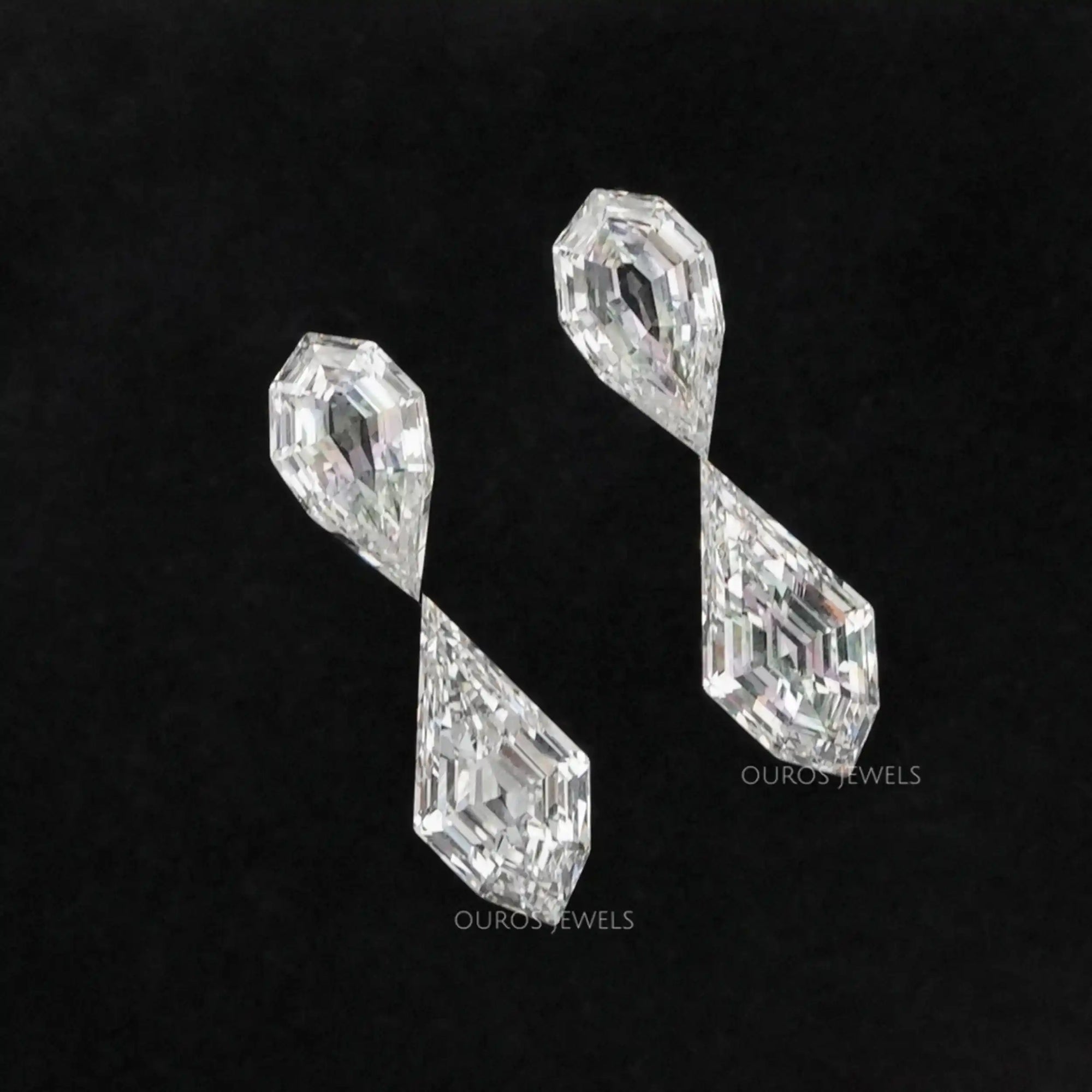 4.15 TCW Step Cut Pear And Kite Diamond Loose Pair
