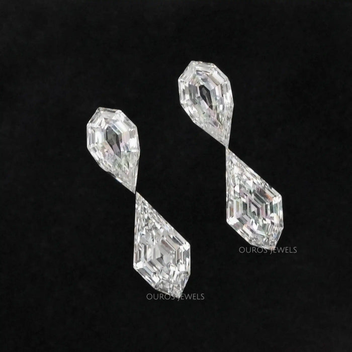 4.15 TCW Step Cut Pear And Kite Diamond Loose Pair