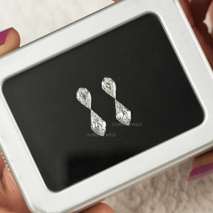 4.15 TCW Step Cut Pear And Kite Diamond Loose Pair