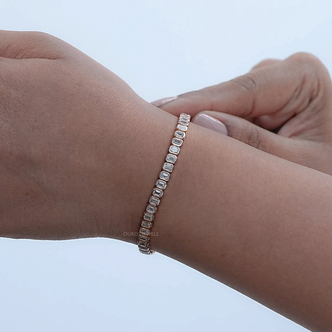 Emerald Cut Bezel Set Tennis Bracelet Bracelet