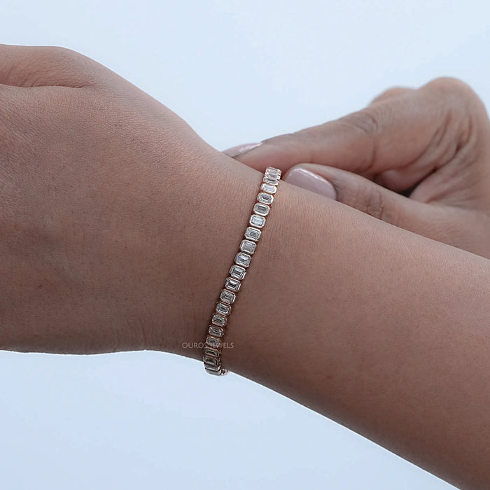 Emerald Cut Bezel Set Tennis Bracelet Bracelet