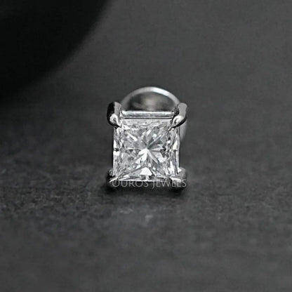 Princess Cut Solitaire Stud Earrings For Men Earring