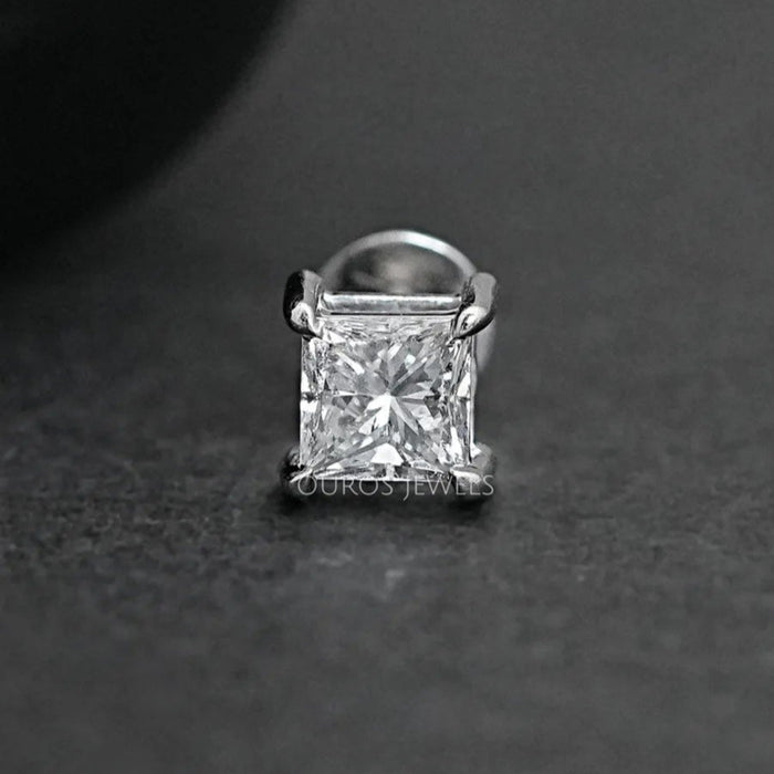 Princess Cut Solitaire Stud Earrings For Men Earring