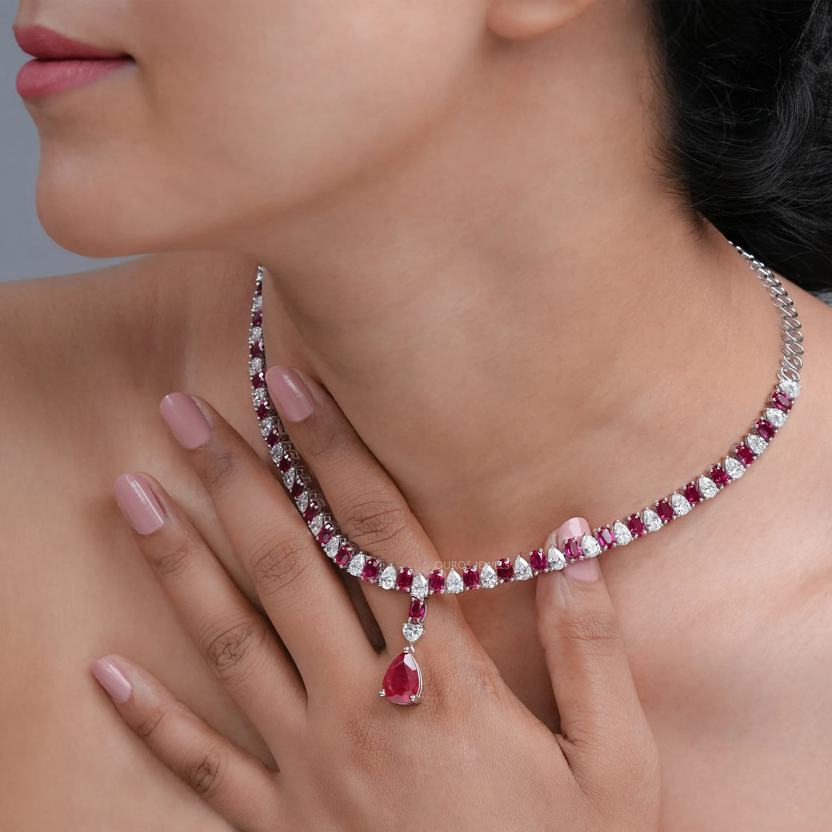 Ruby Gemstone & Lab Grown Diamond Necklace Necklaces