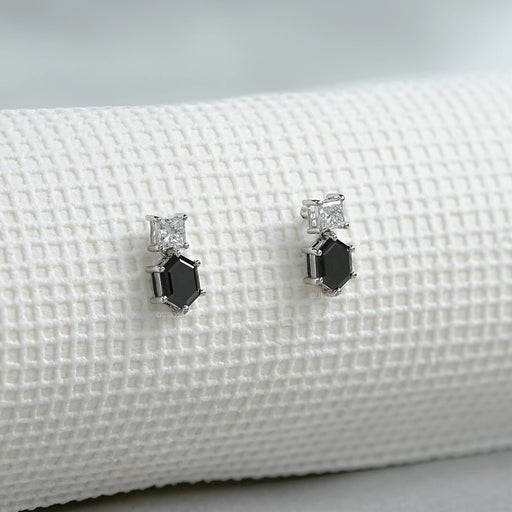 Hexagon Black Diamond Dangle Earrings Earrings