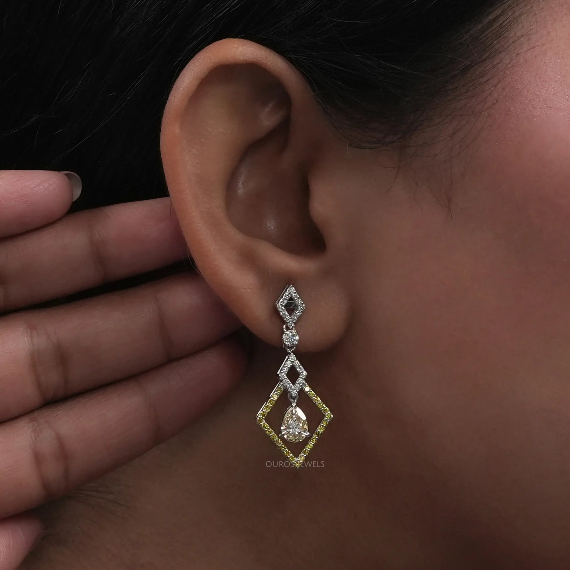 Kite Shape Pear Diamond Dangle Earrings Earrings
