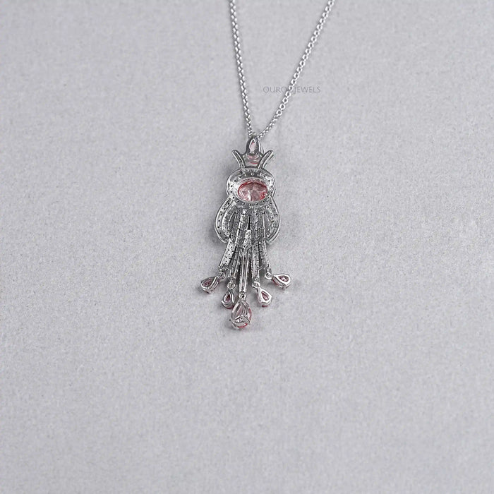 Pink Oval Cut Lab Diamond Pendant Necklace Necklaces