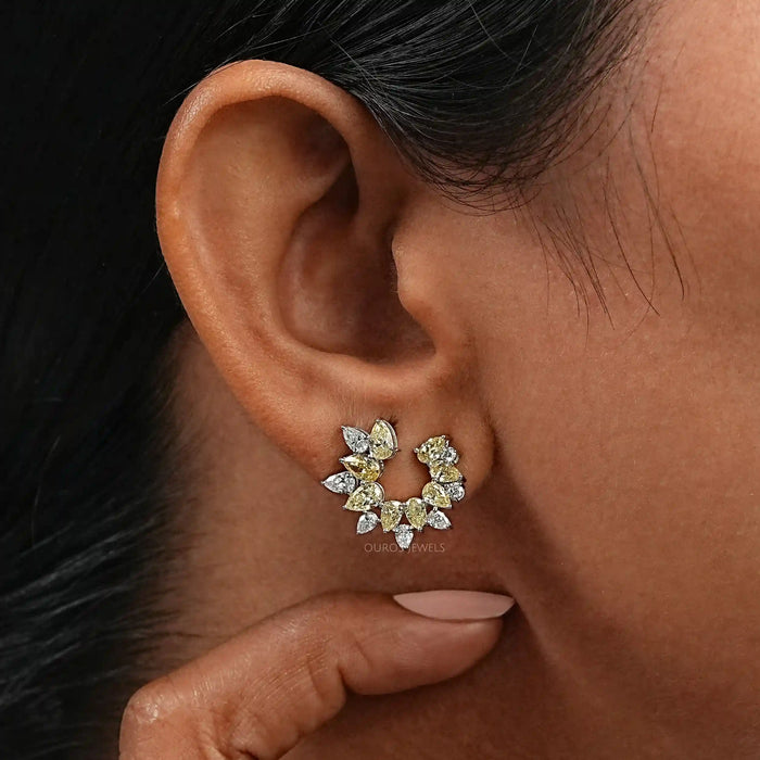 Yellow Pear Diamond Open Hoop Earrings Earring