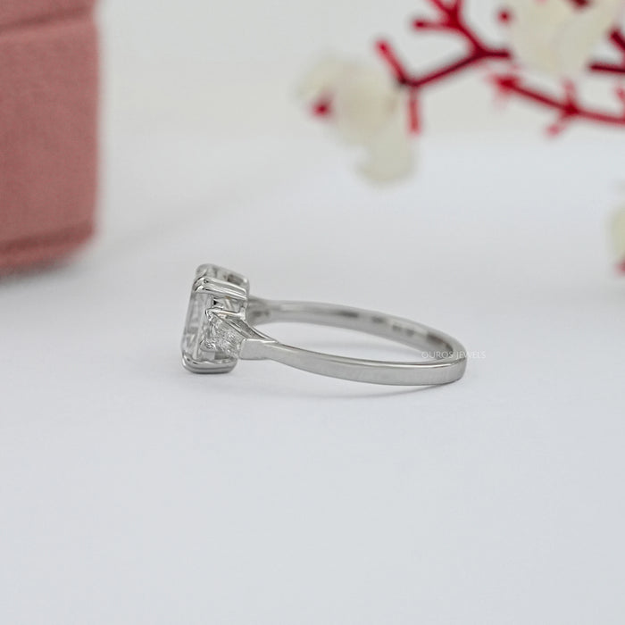 Three Stone Old Mine Cushion Cut Diamond Engagement Ring Ring