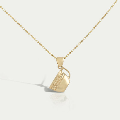 Yellow Gold Tea Cup Charm Pendant